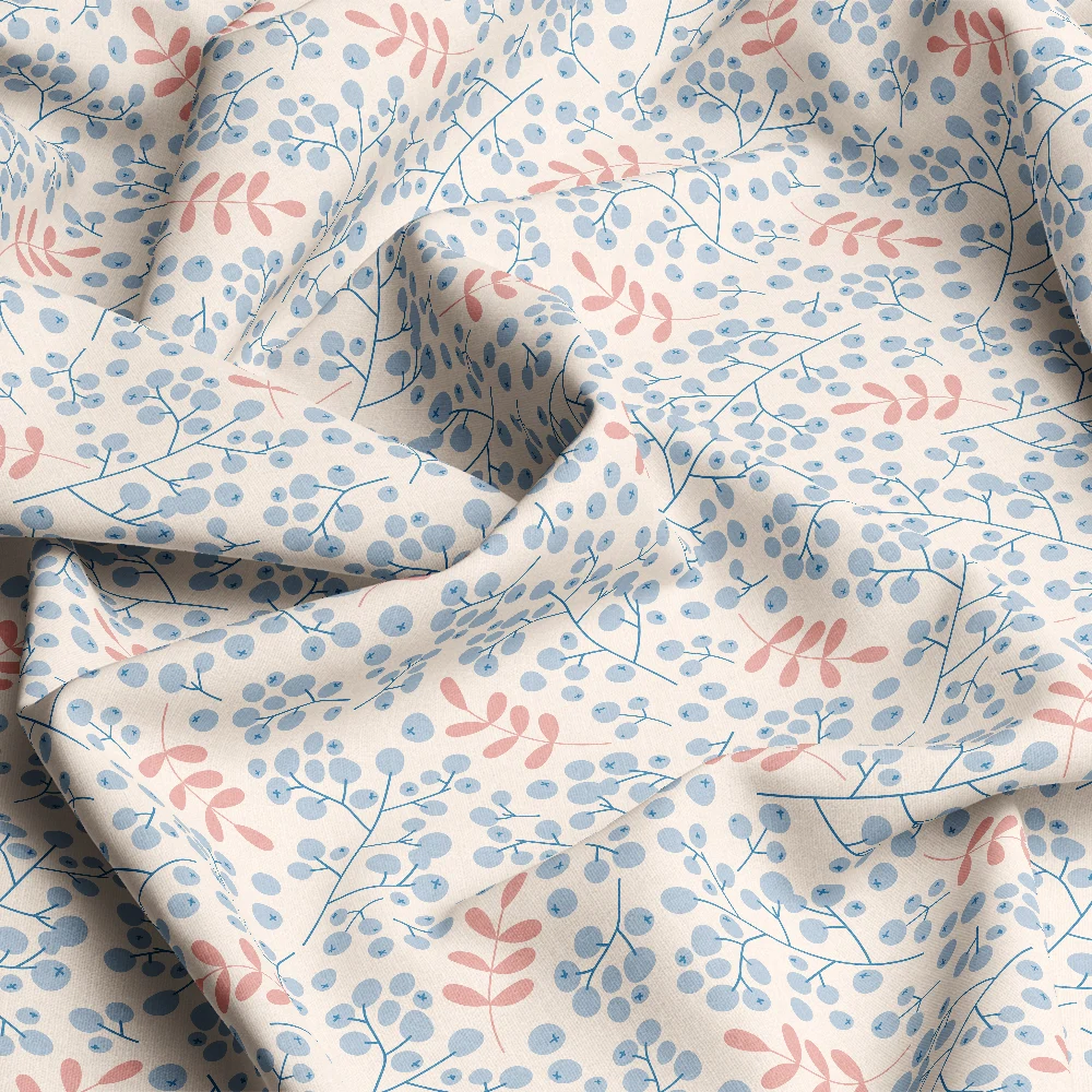 Winter Pattern Branches With Rowan Berries Christmas Background – Custom Print Fabrics