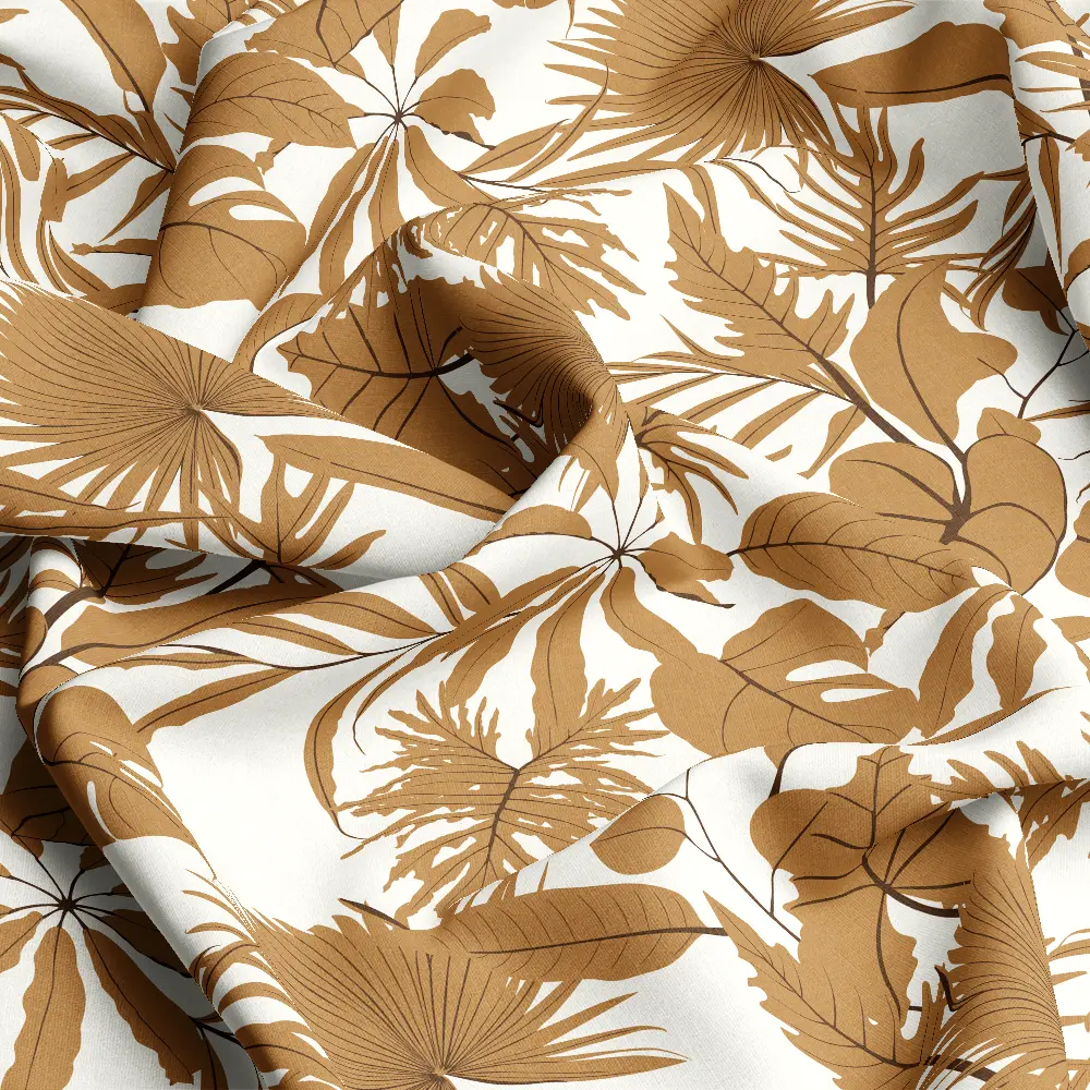 Exotic Palm Leaves Vintage Brown Pattern – Custom Print Fabrics