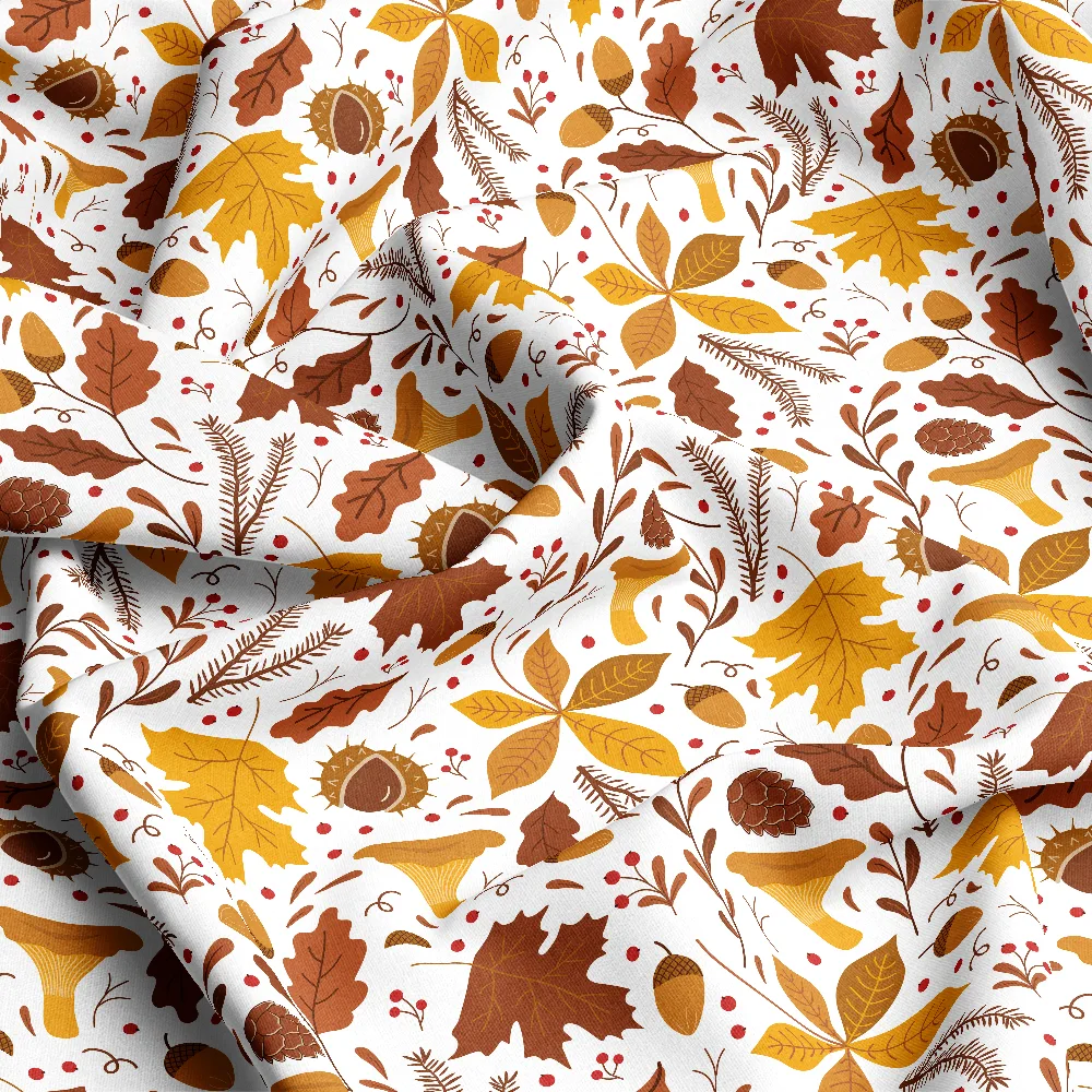 Autumn Forest Leaves & Mushrooms – Custom Print Fabrics