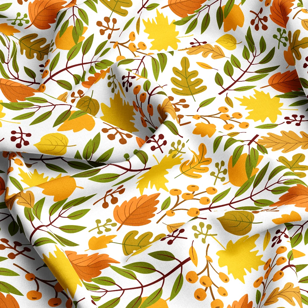 Vibrant Yellow & Orange Fall Leaves – Custom Print Fabrics