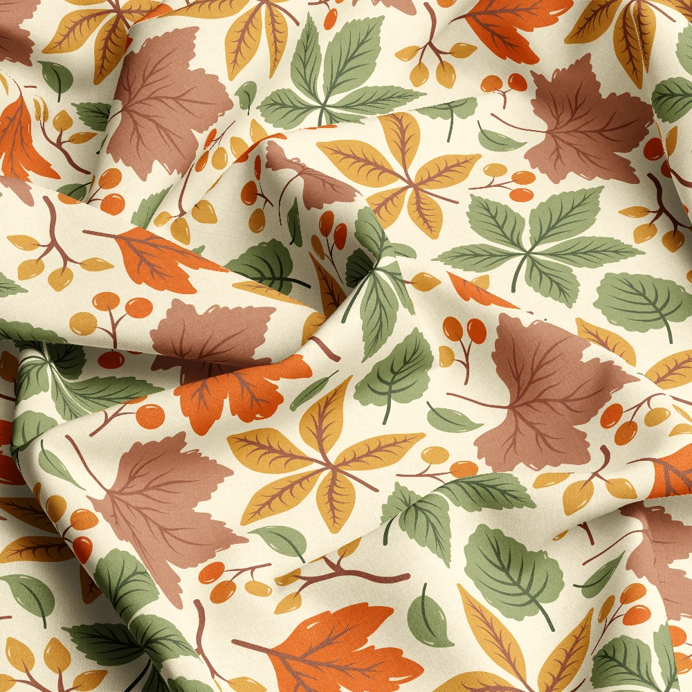 Colorful Autumn Leaves & Berries – Custom Print Fabrics