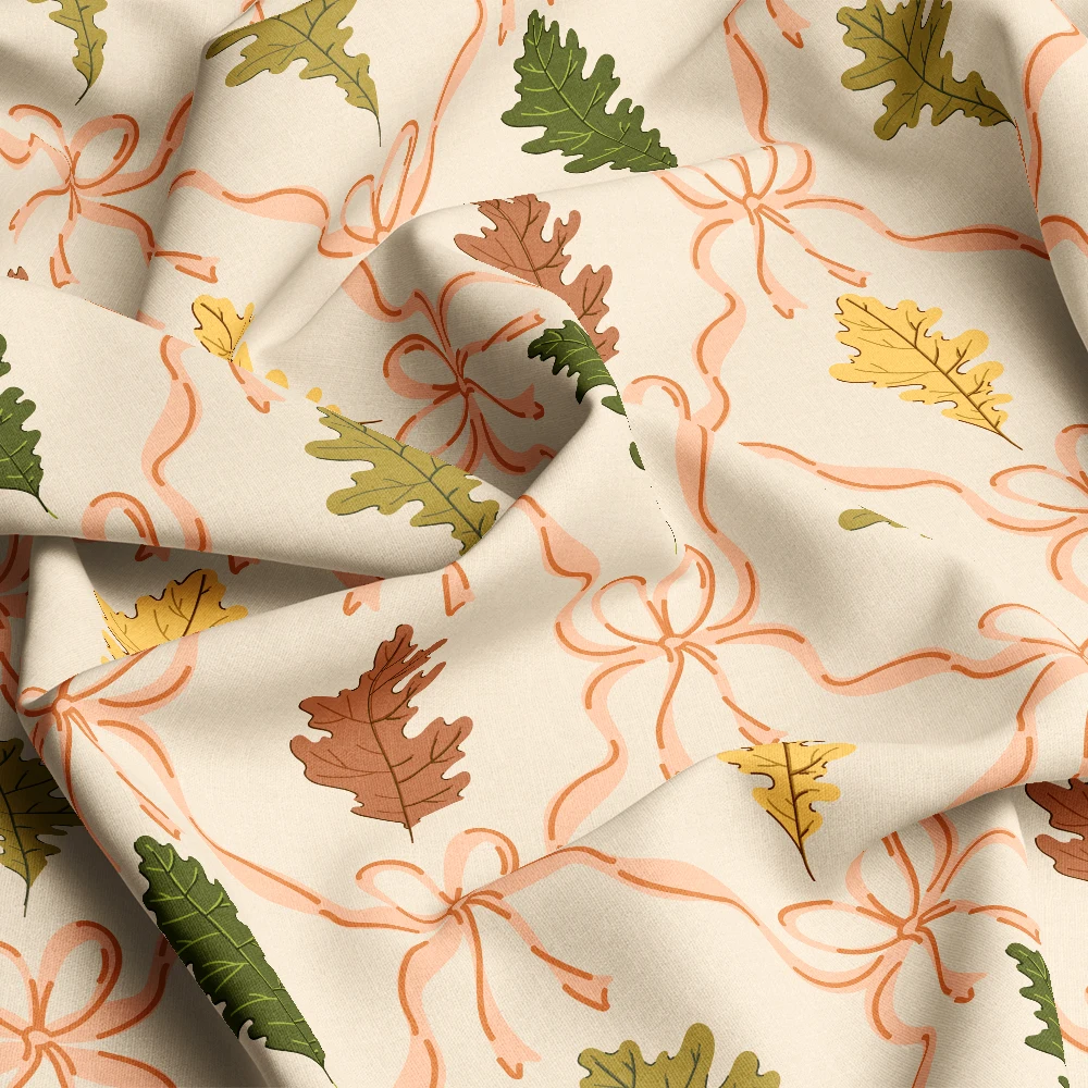 Oak Leaves & Coquette Bows Damask – Custom Print Fabrics