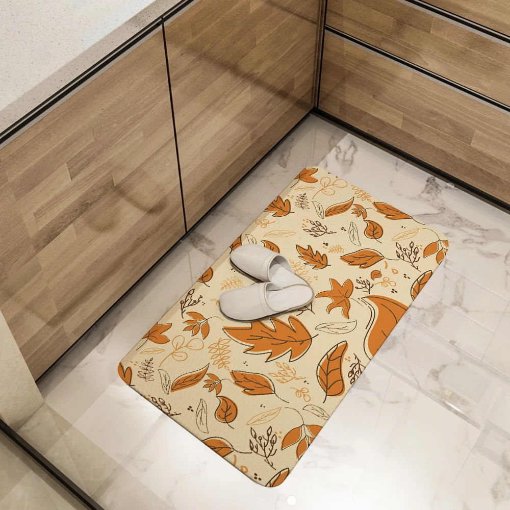 Kitchen Floor Mats – Abstract Textured Autumn Leaves