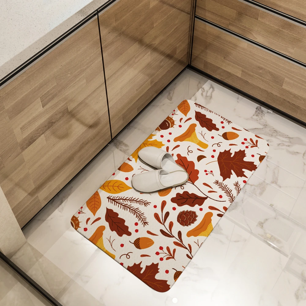 Kitchen Floor Mats – Autumn Forest Leaves & Mushrooms