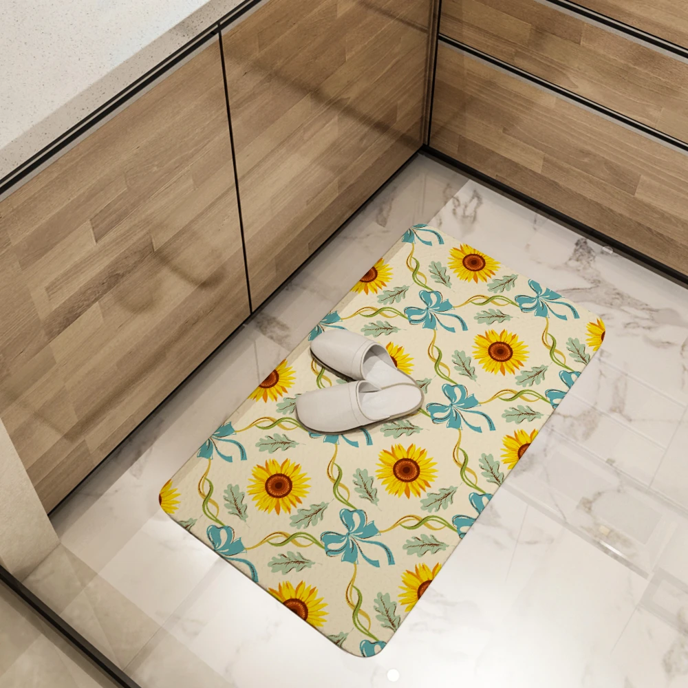 Kitchen Floor Mats – Vintage Sunflower & Blue Bows