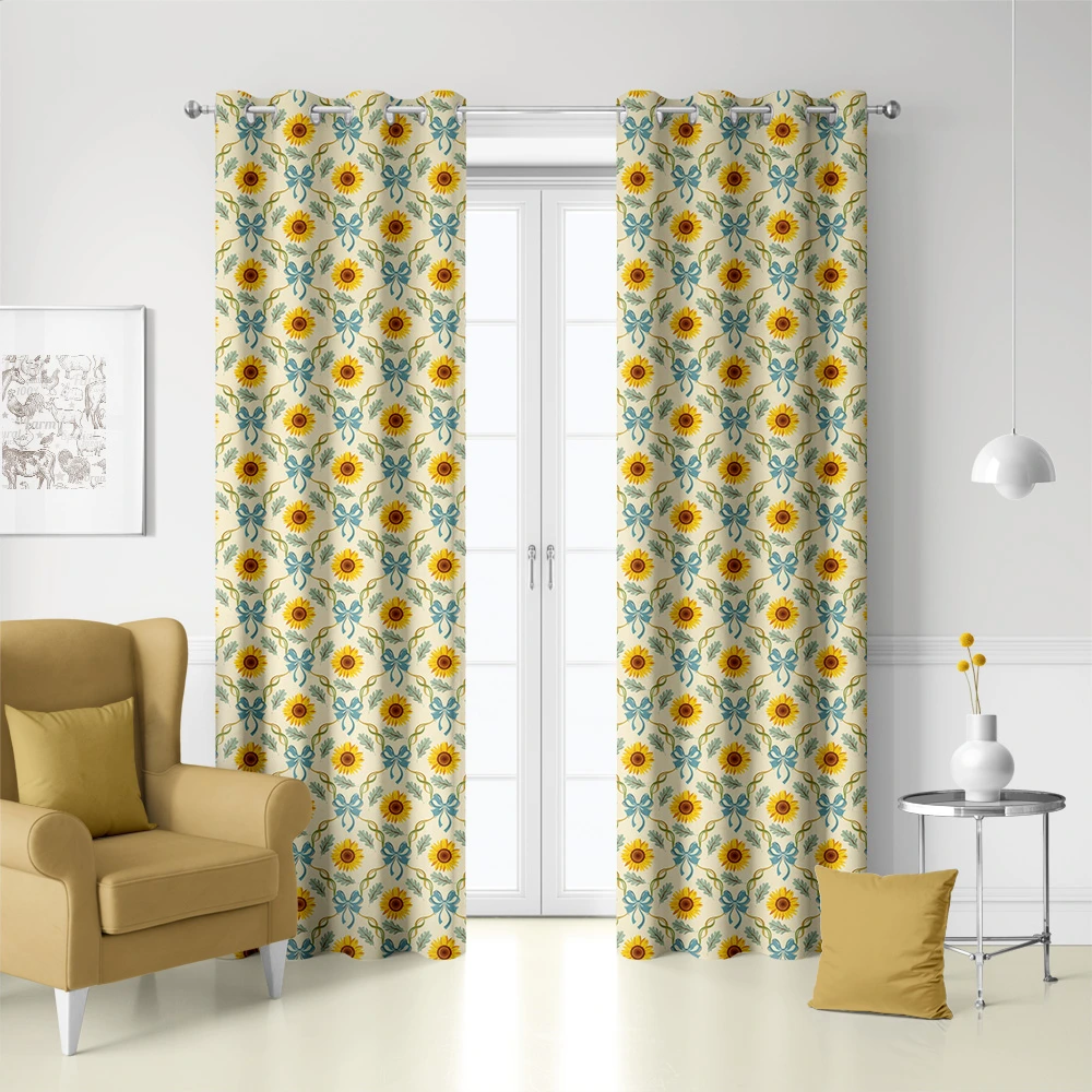 Curtain – Vintage Sunflower & Blue Bows