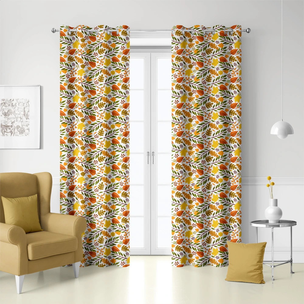 Curtain – Vibrant Yellow & Orange Fall Leaves