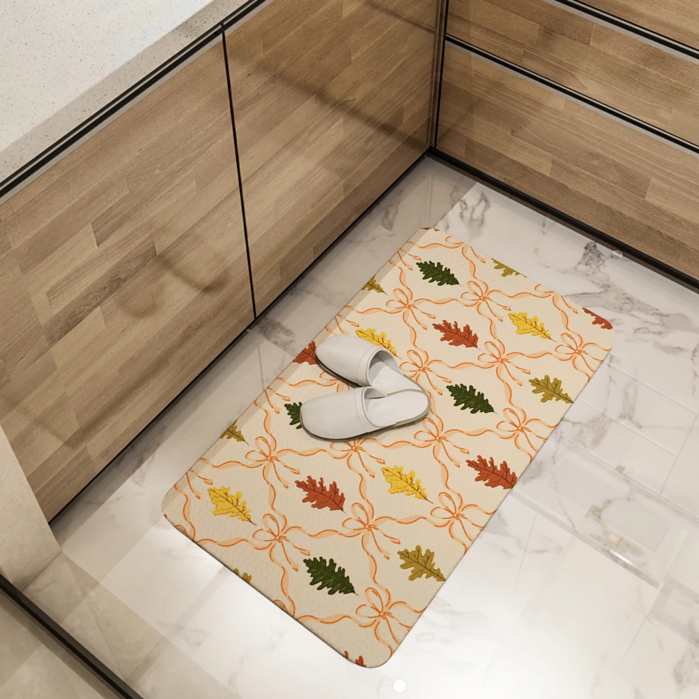 Kitchen Floor Mats – Oak Leaves & Coquette Bows Damask