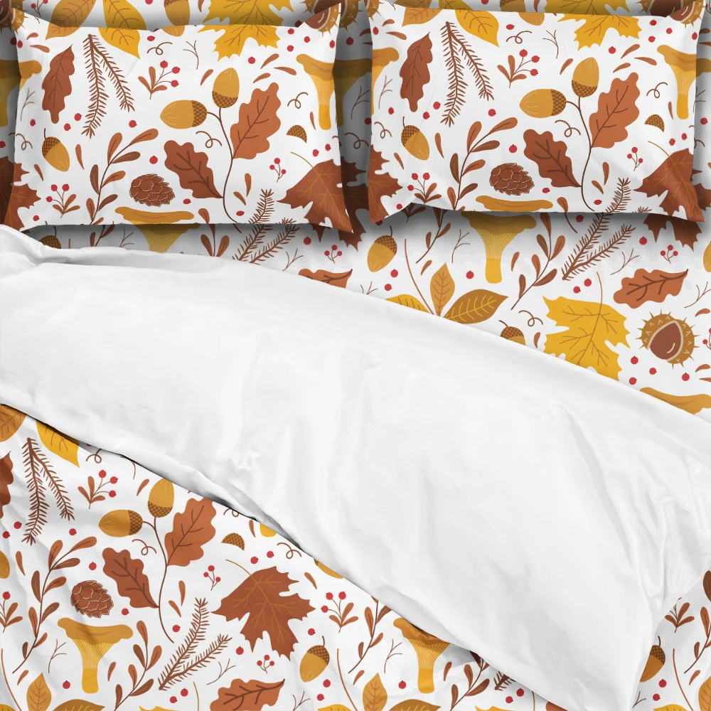 Bedding Set – Autumn Forest Leaves & Mushrooms
