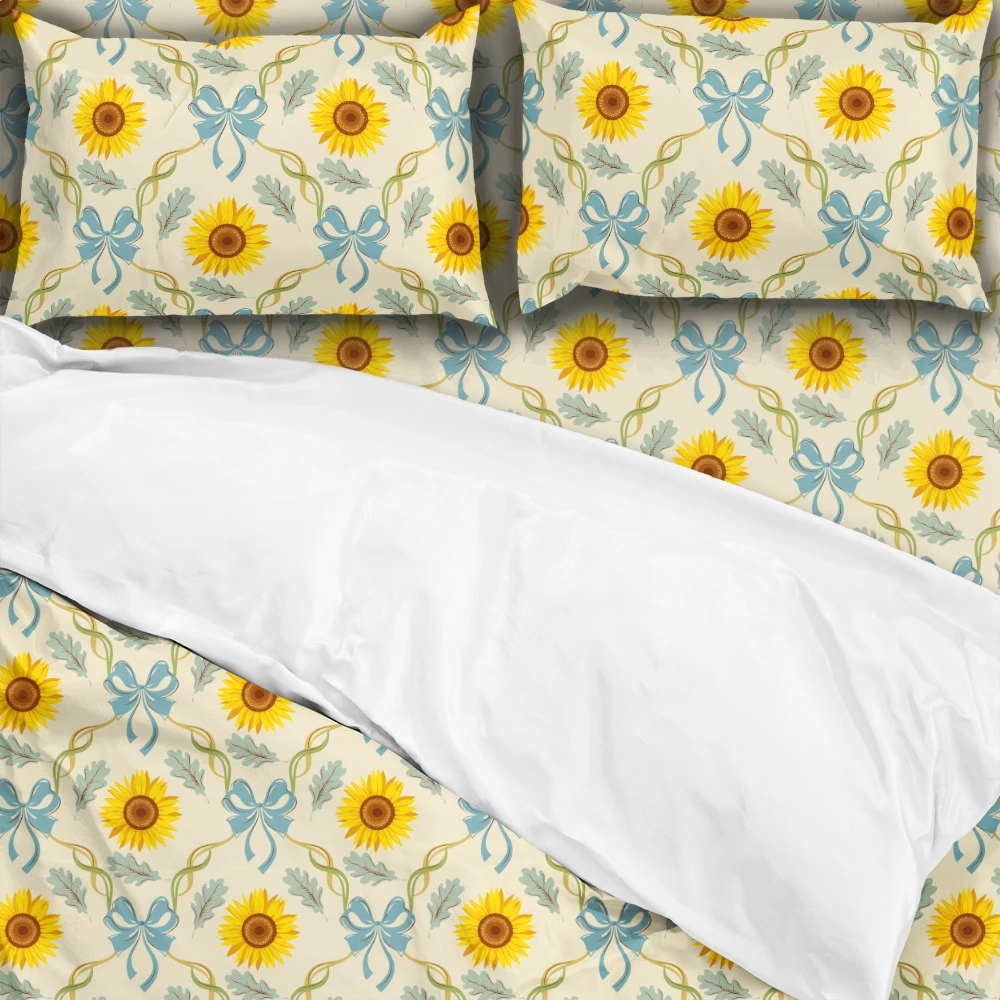 Bedding Set – Vintage Sunflower & Blue Bows
