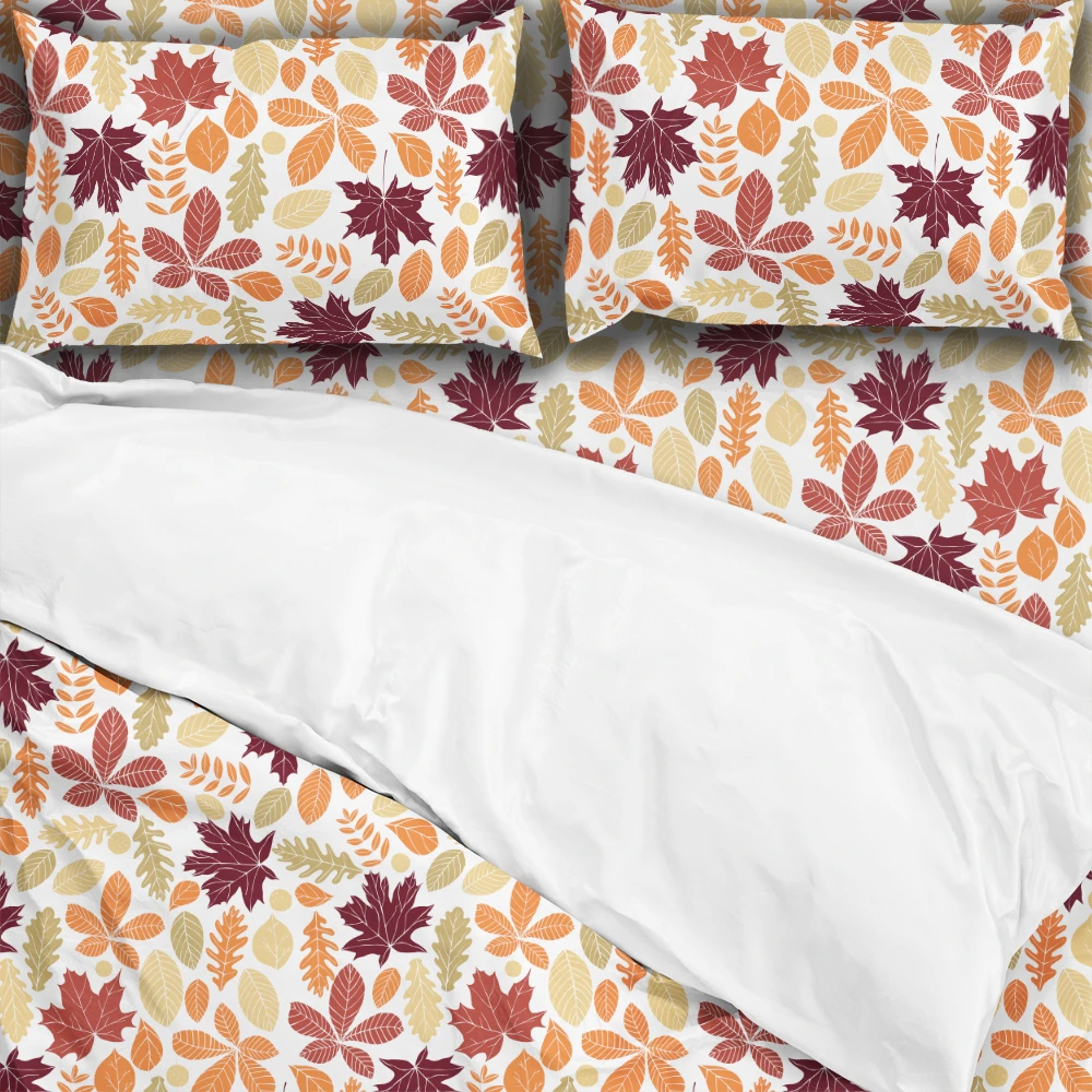 Bedding Set – Hand-Drawn Line Art Autumn Leaves