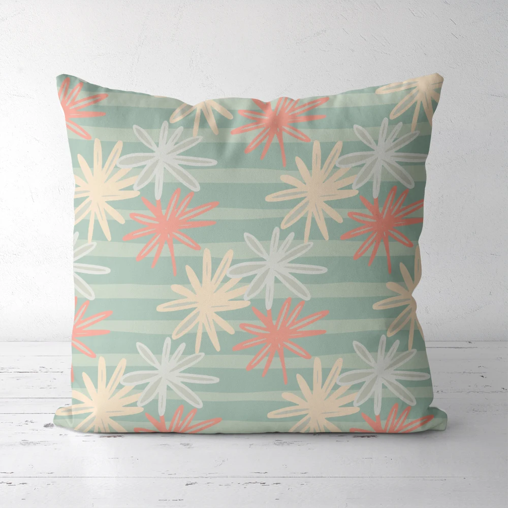 Throw Pillow – Tender Chamomile & Abstract Stripes