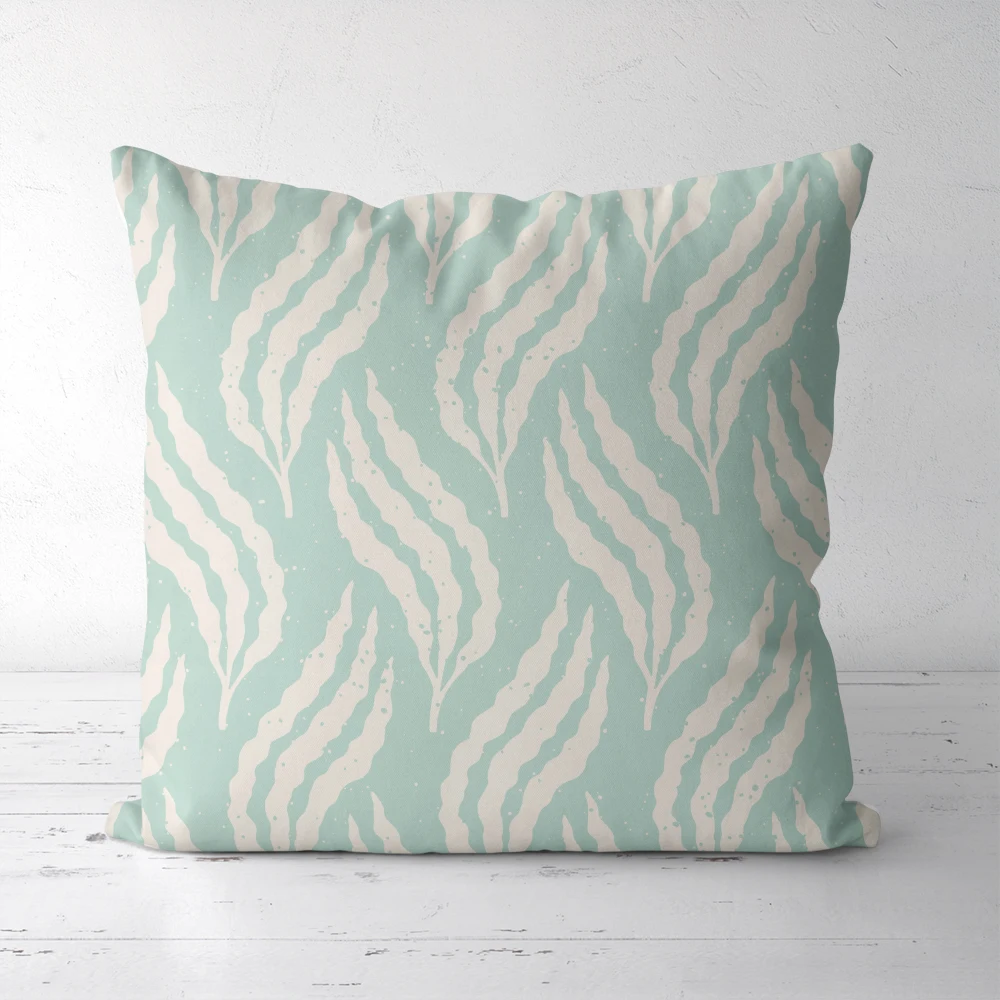 Throw Pillow – Chambray Blue Seaweed Cutout