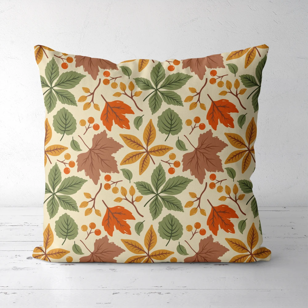 Throw Pillow – Colorful Autumn Leaves & Berries