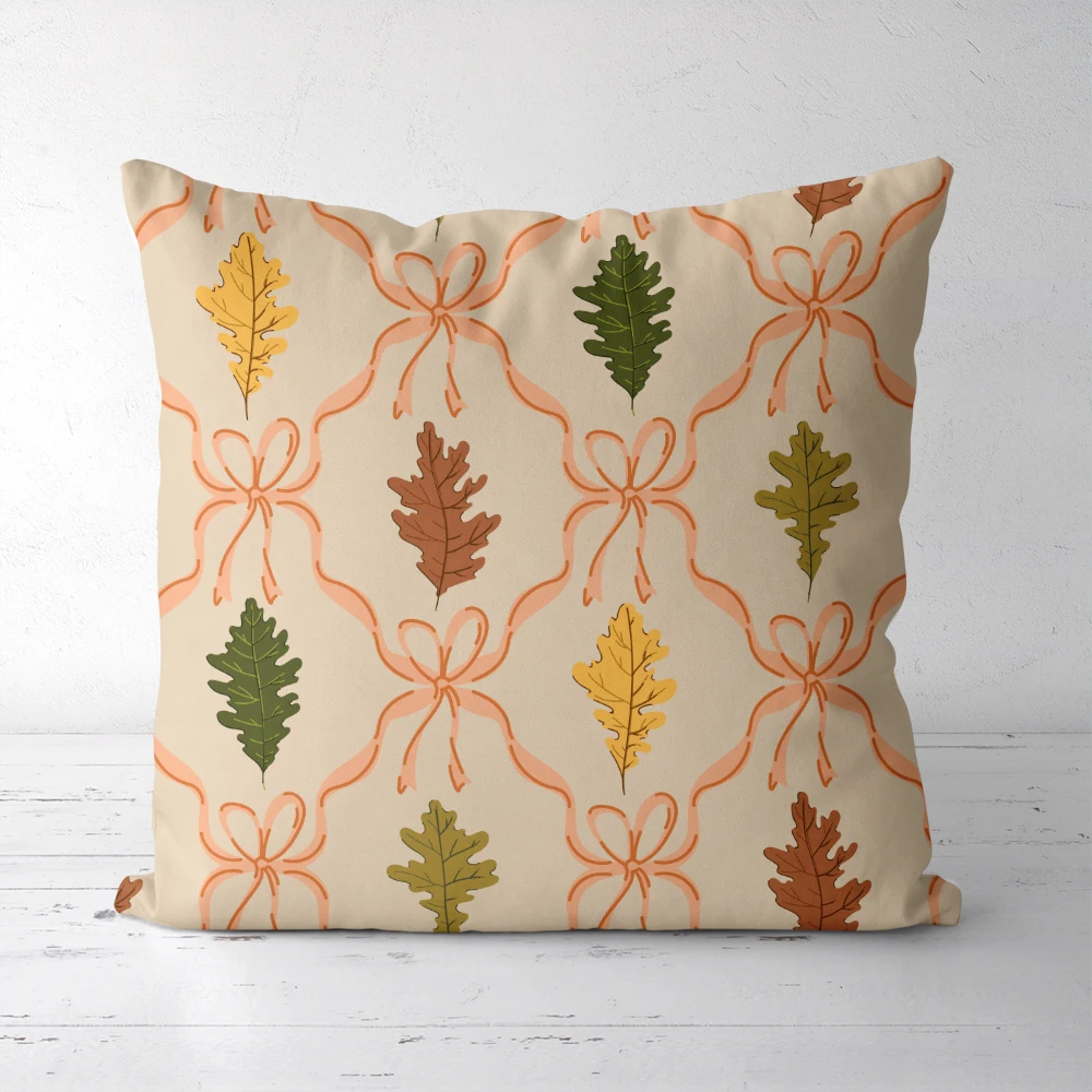 Throw Pillow – Oak Leaves & Coquette Bows Damask