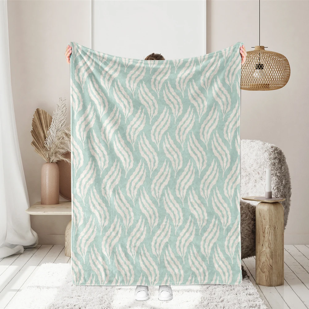 Throw Blanket – Chambray Blue Seaweed Cutout