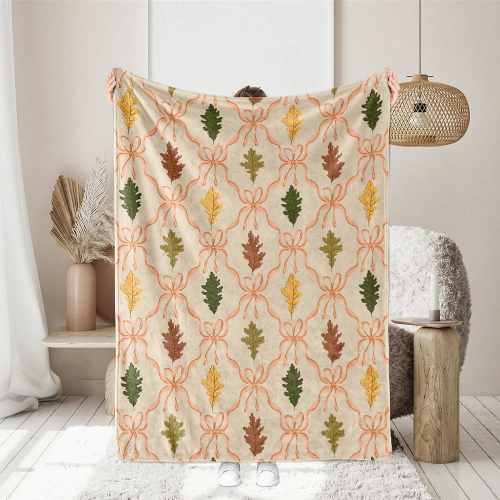 Throw Blanket – Oak Leaves & Coquette Bows Damask
