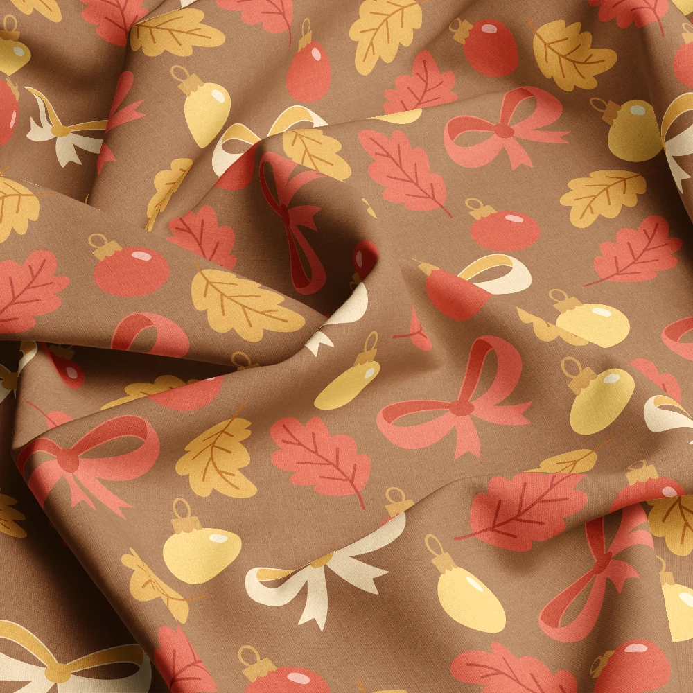 Rustic Autumn Leaves Bows & Baubles – Custom Print Fabrics