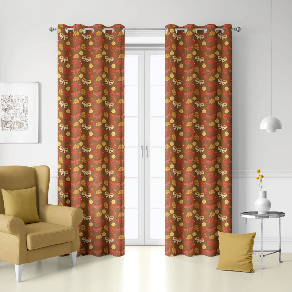 Curtain – Rustic Autumn Leaves Bows & Baubles