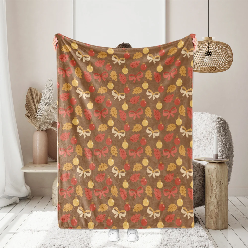 Throw Blanket – Rustic Autumn Leaves Bows & Baubles