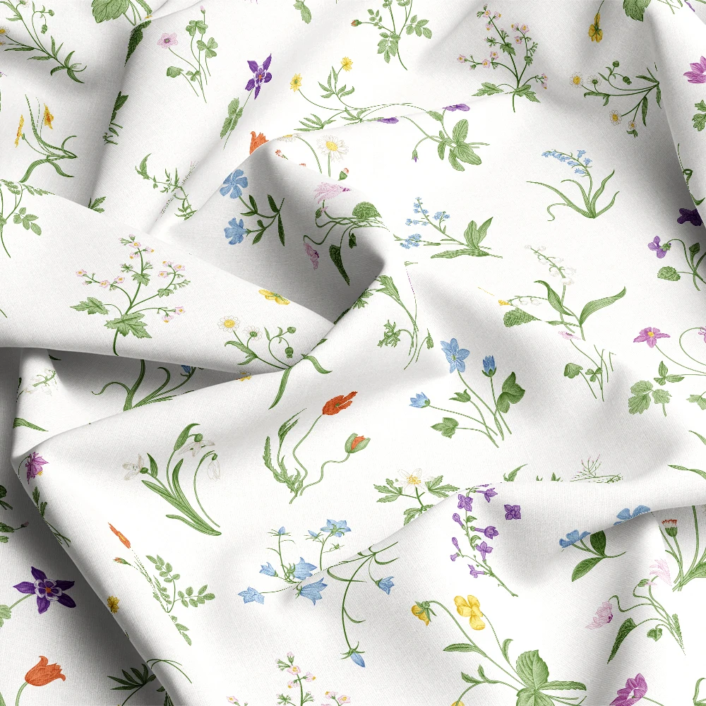 Gentle Spring Flowers Vintage Botany – Custom Print Fabrics