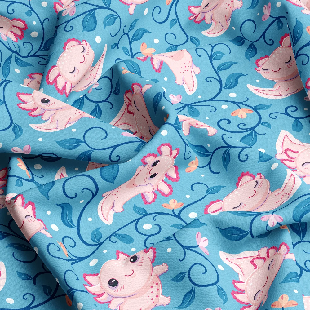 Happy Baby Axolotls & Sea Algae – Custom Print Fabrics