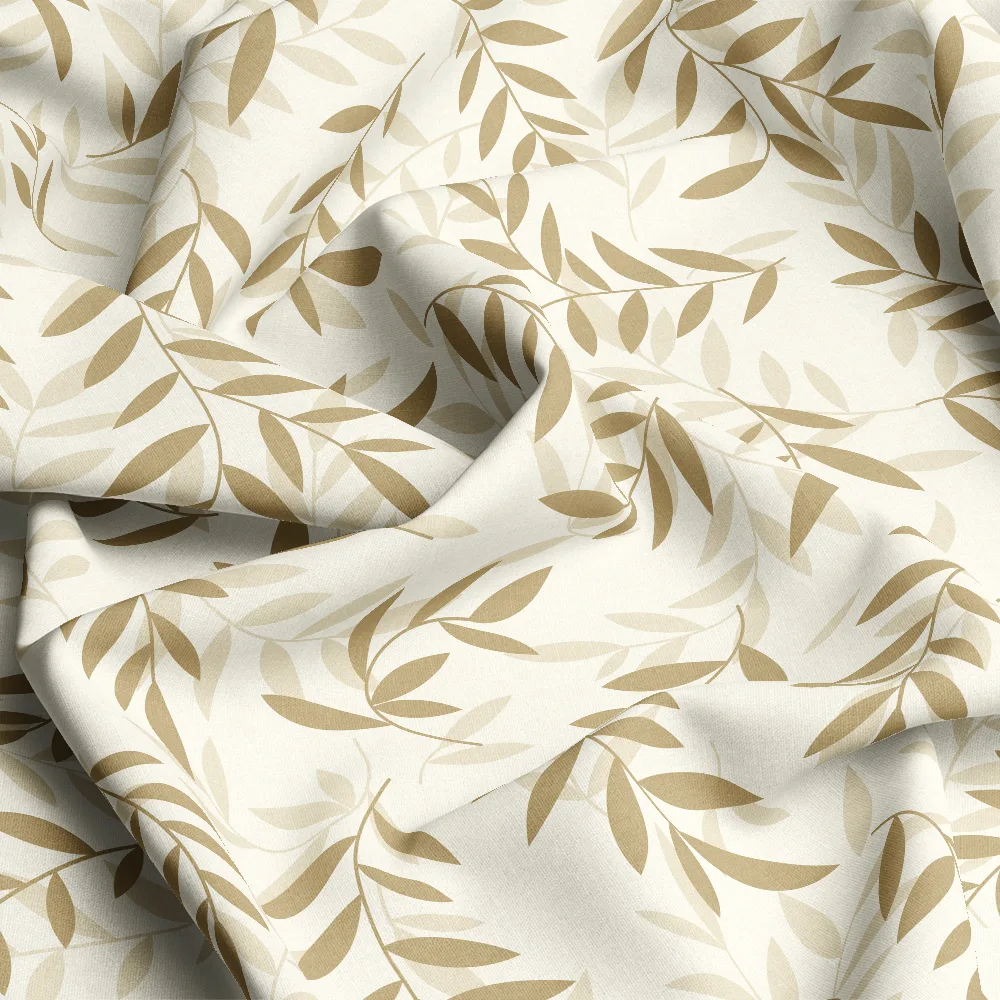 Refined Beige Brown Leaf Branch Pattern – Custom Print Fabrics