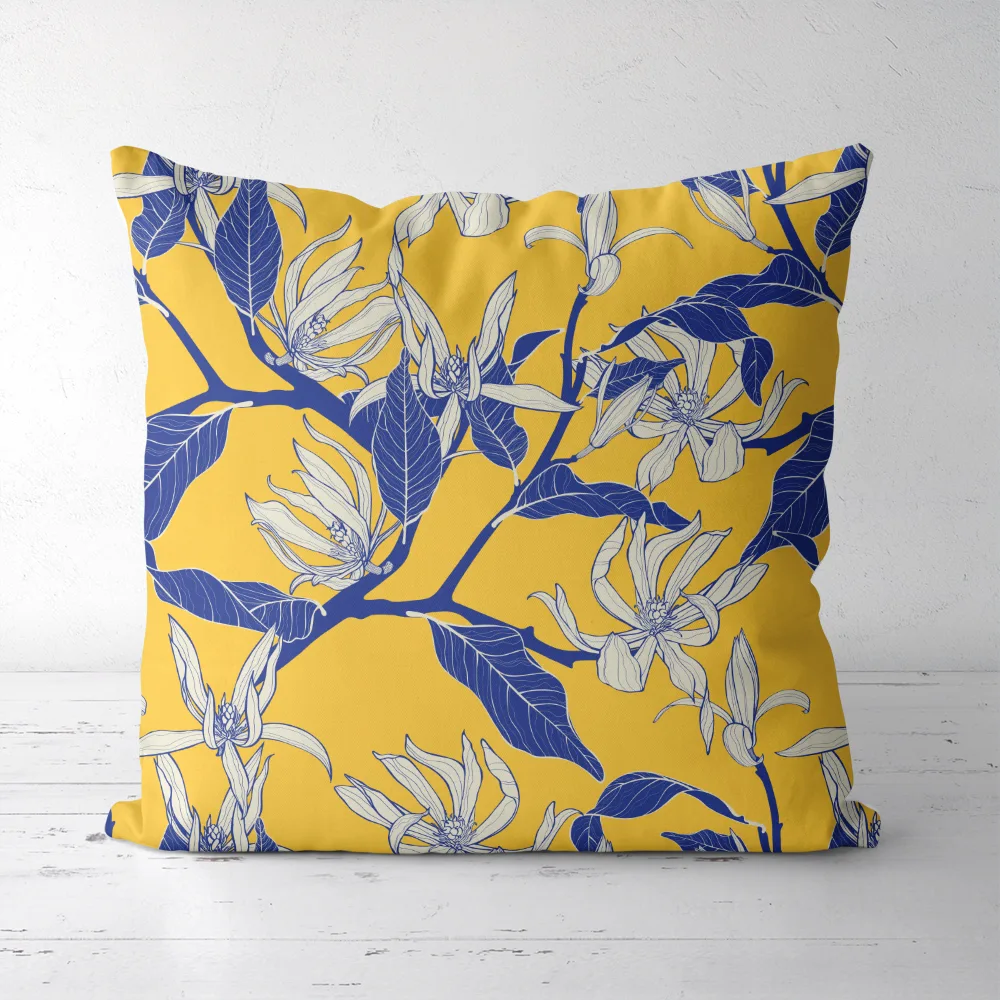 Throw Pillow – Elegant Magnolia Branches & Flowers
