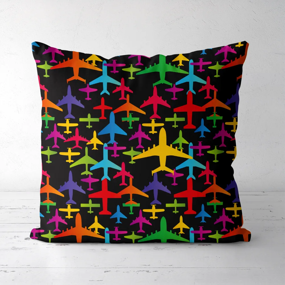 Throw Pillow – Colorful Aircraft & Aviation Vector