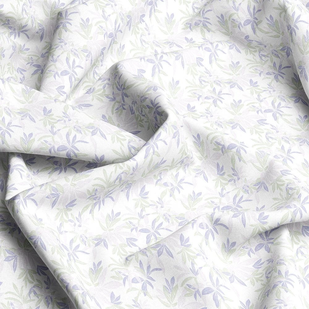 Pastel Tropical Leaves on White – Custom Print Fabrics