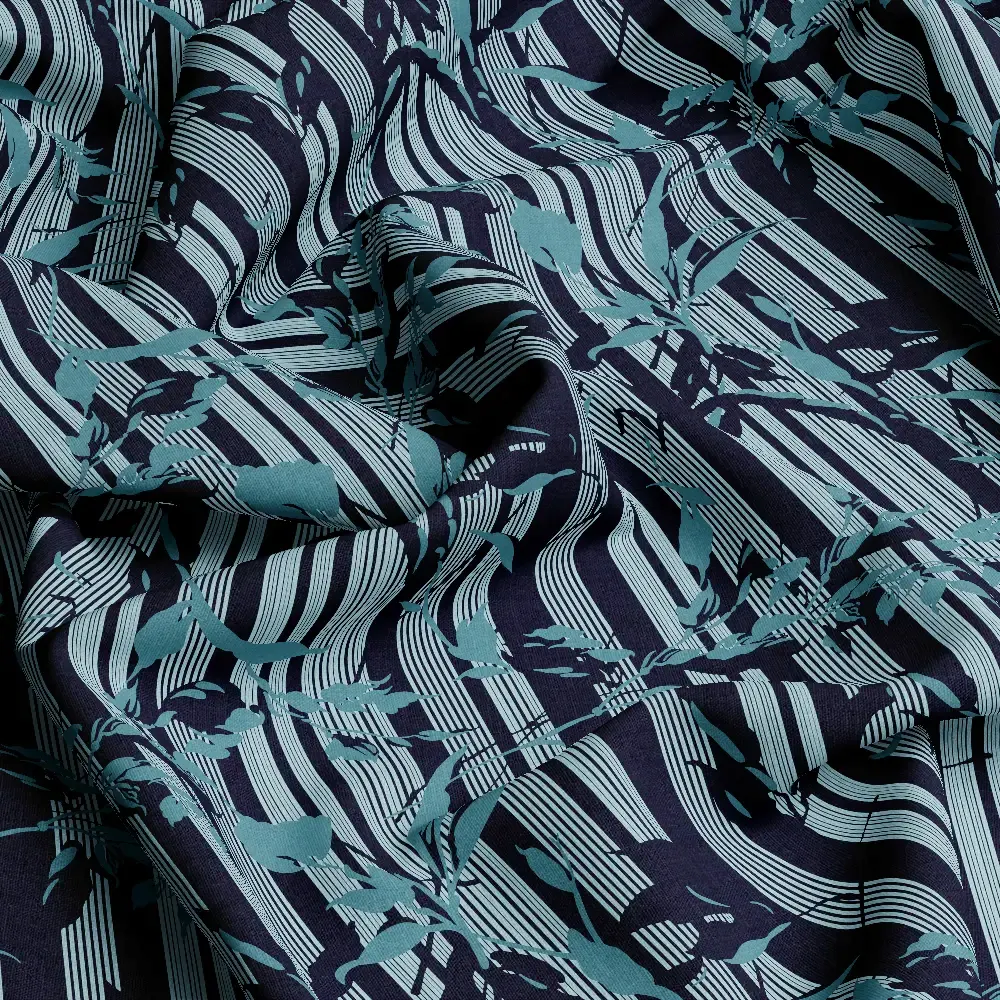 Geometric Botanical Leaves Pattern – Custom Print Fabrics