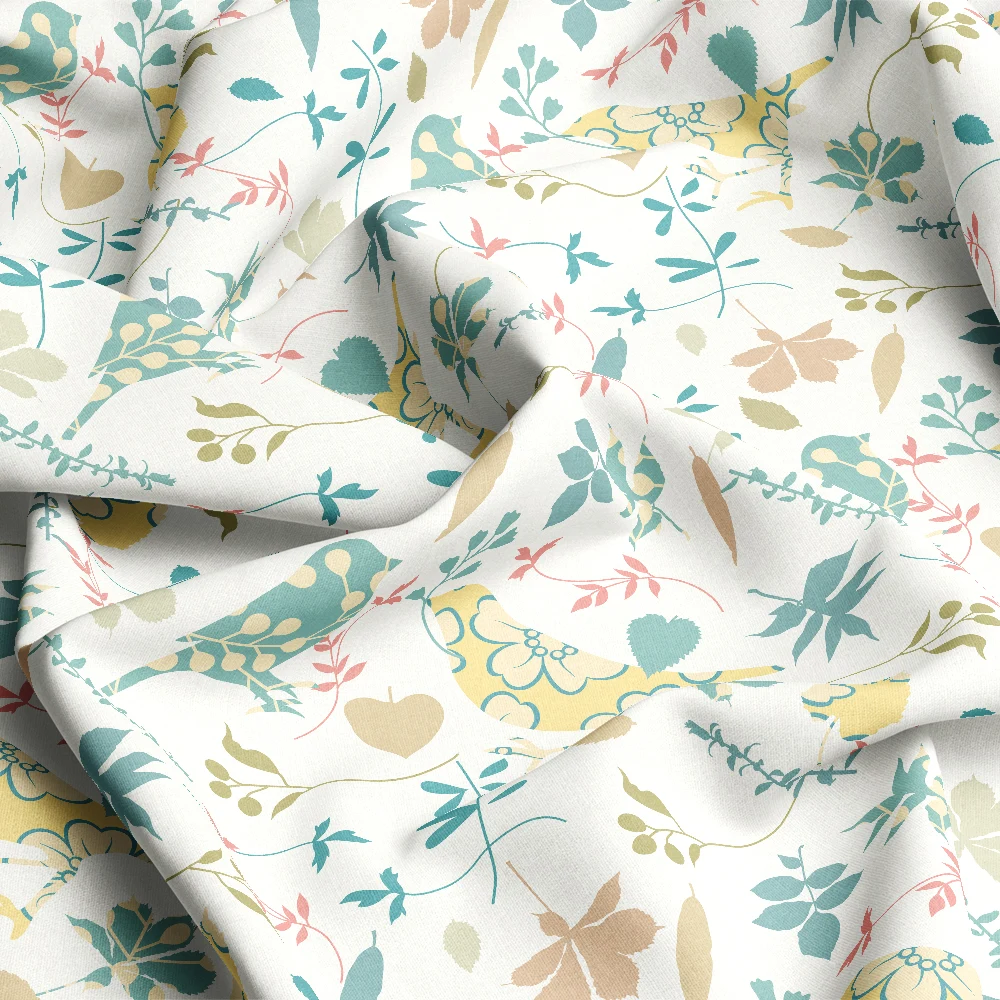 Floral Birds Applique-Inspired Pattern – Custom Print Fabrics