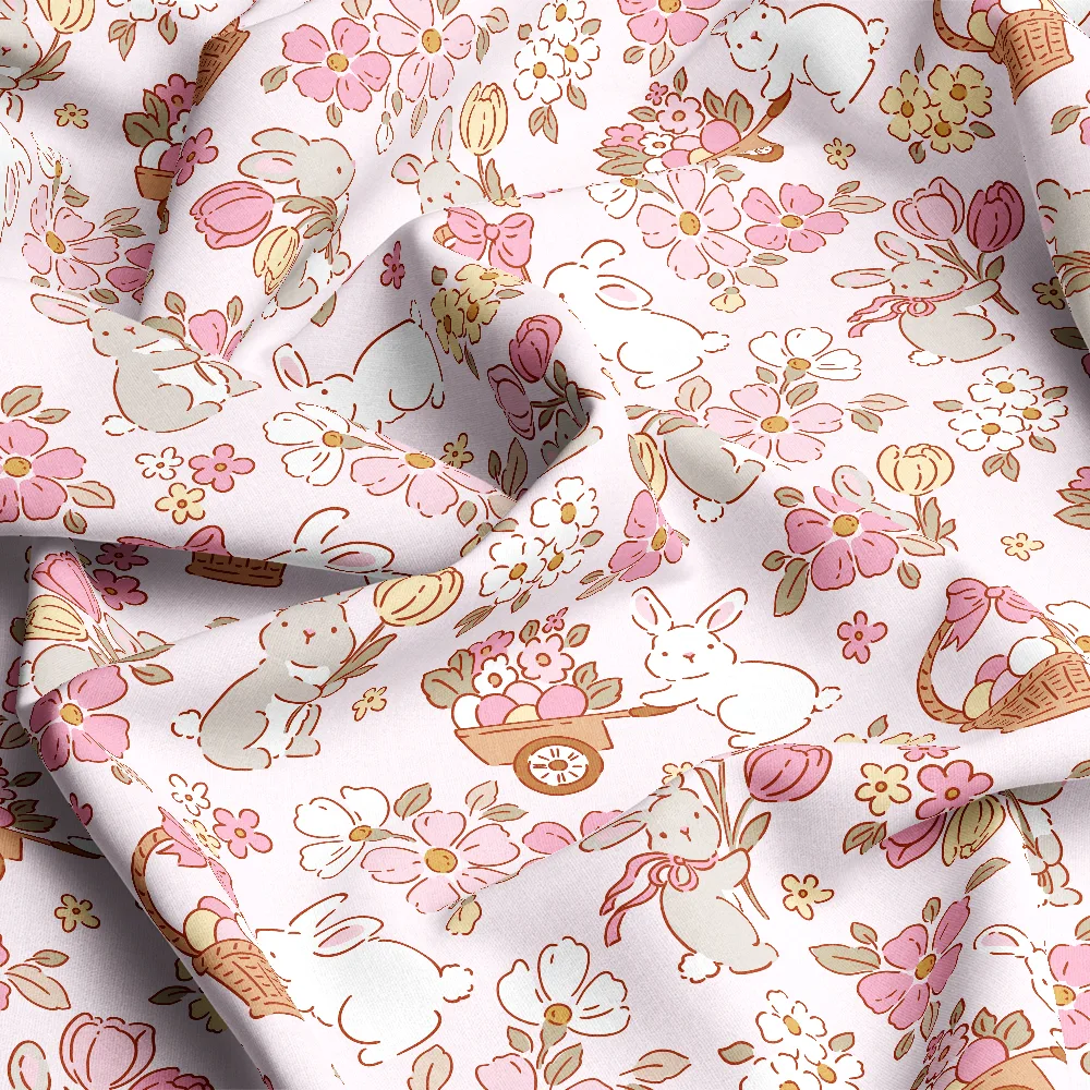 Tiny Easter Rabbits & Spring Floral – Custom Print Fabrics