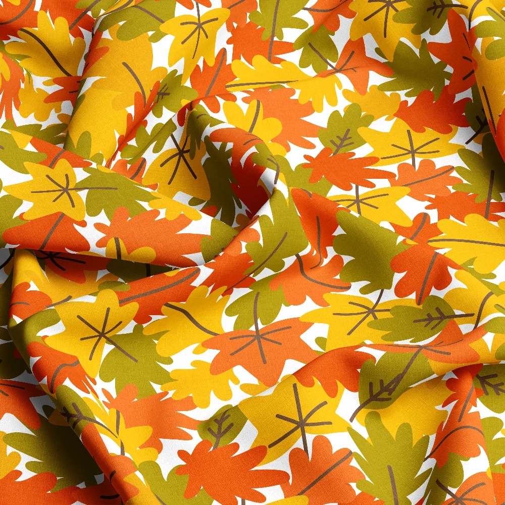 Bright Autumn Falling Leaves Pattern – Custom Print Fabrics