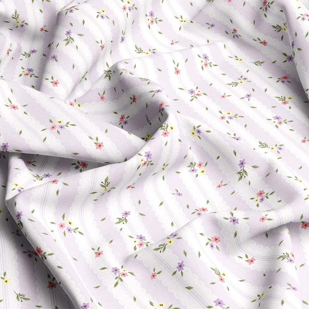 Lilac Floral Stripe Pattern – Custom Print Fabrics