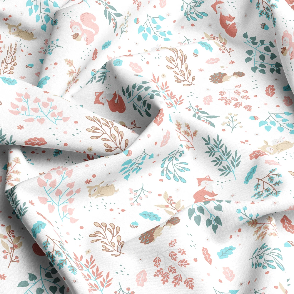 Cute Woodland Animals & Berries Pattern – Custom Print Fabrics