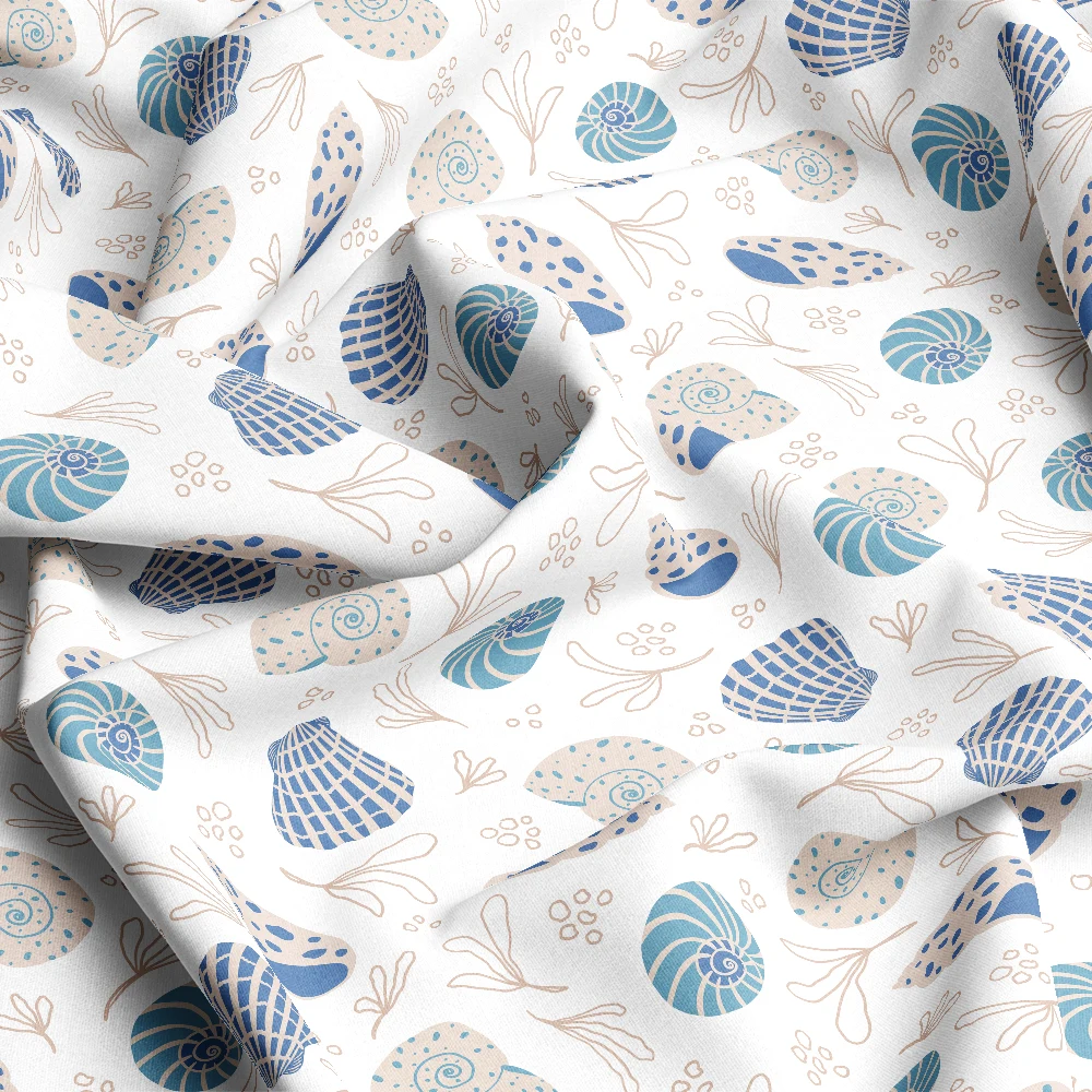 Elegant Summer Seashell Pattern – Custom Print Fabrics