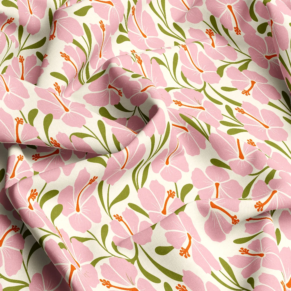 Pink Hibiscus Tropical Floral Pattern – Custom Print Fabrics