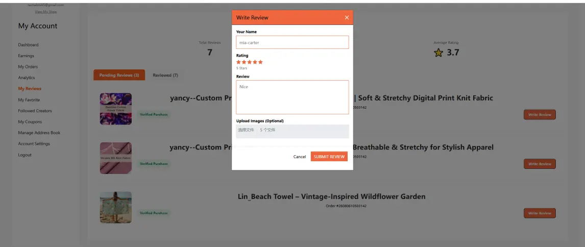 Pending Reviews + Review submission