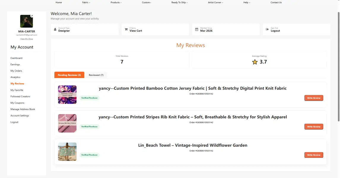 Pending Reviews + Review submission