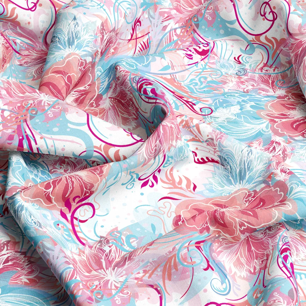 Soft Vintage Powder Blue Flowers Liberty Floral – Custom Print Fabrics