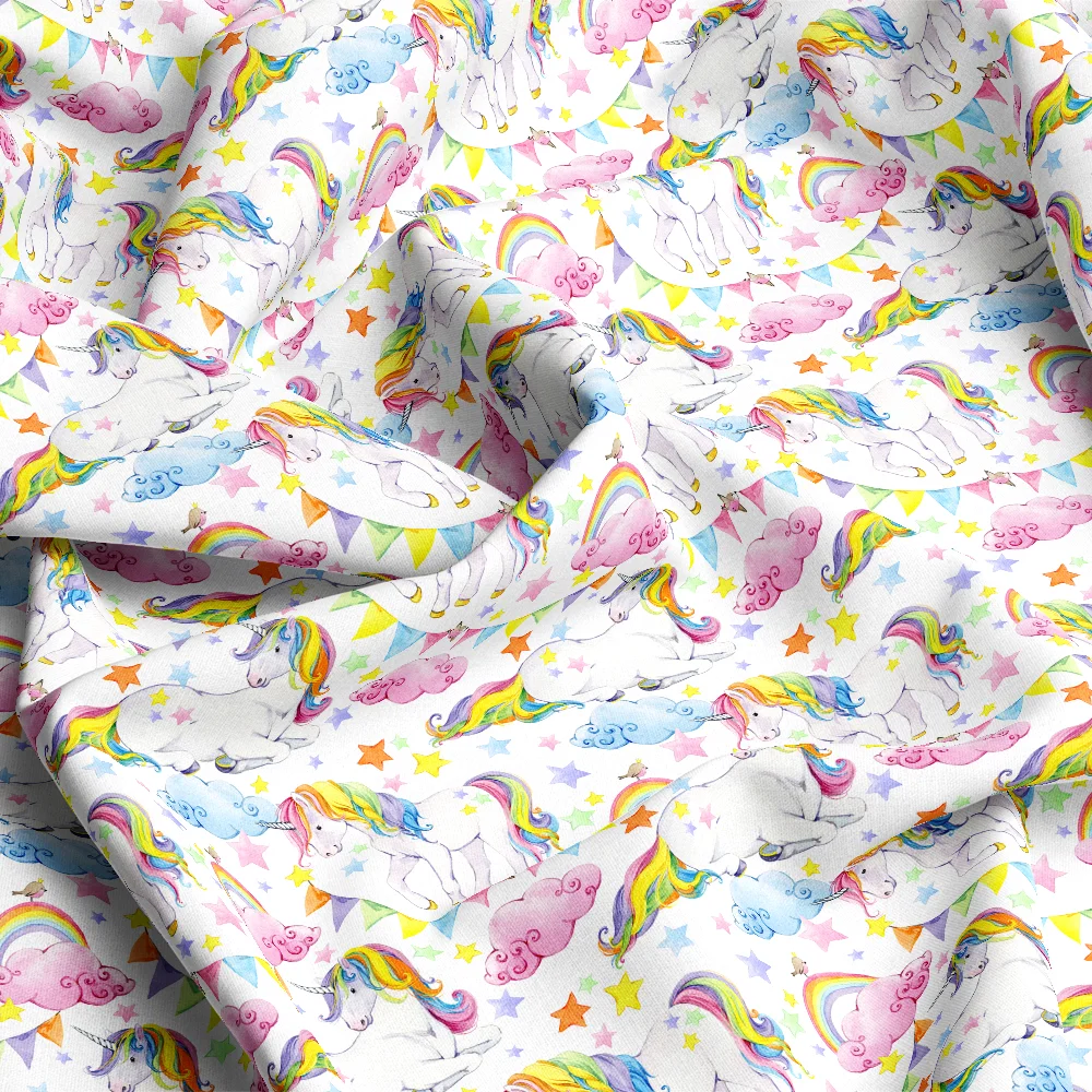 Cartoon Rainbow Unicorn Pattern – Custom Print Fabrics