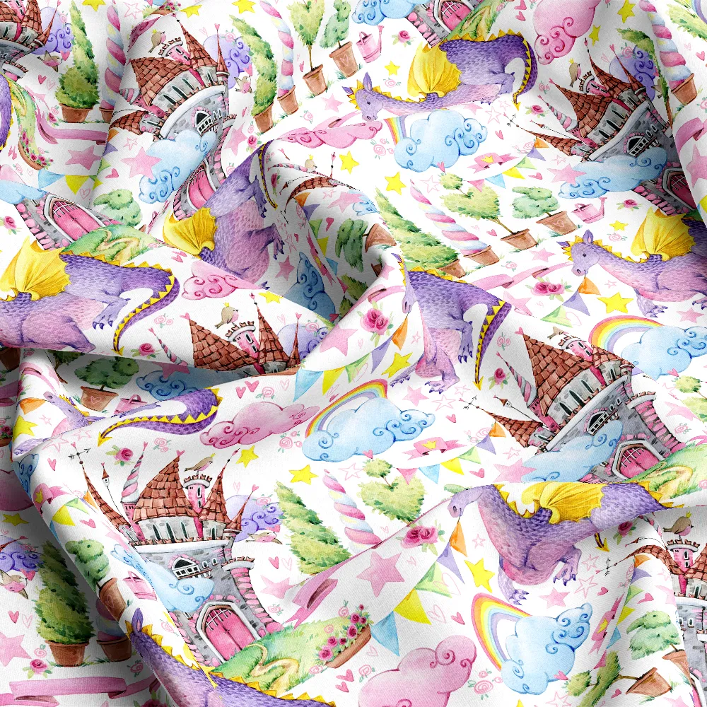 Fairy Dragon Clouds Pattern – Custom Print Fabrics