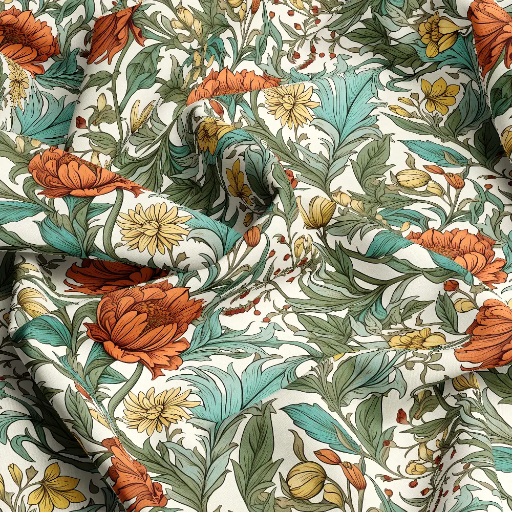 William Morris Brilliant Blooming Large Floral – Custom Print Fabrics