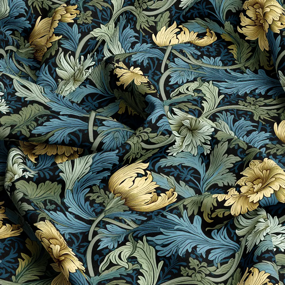 William Morris Cool Toned Floral – Custom Print Fabrics