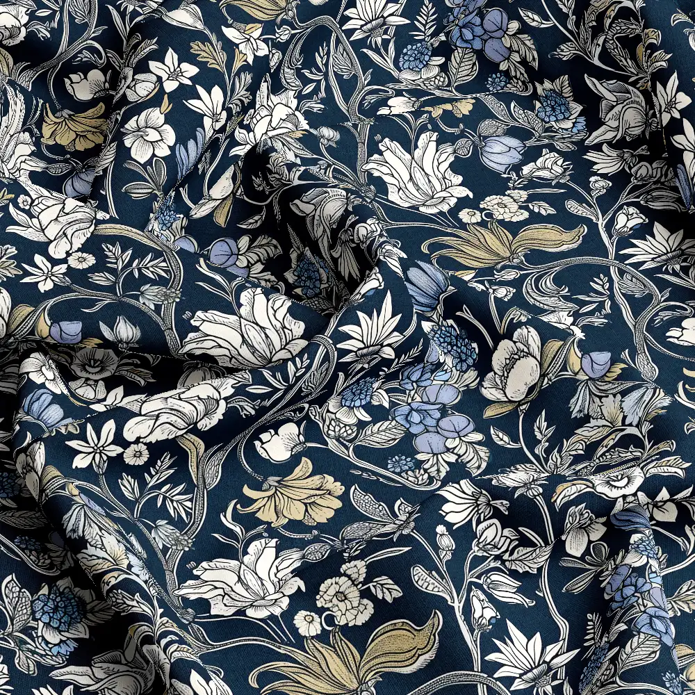 William Morris Pale Yellow Purple Floral – Custom Print Fabrics