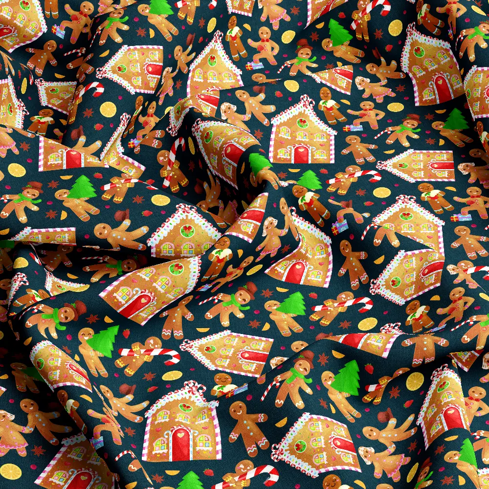 Christmas Gingerbread House Pattern – Custom Print Fabrics