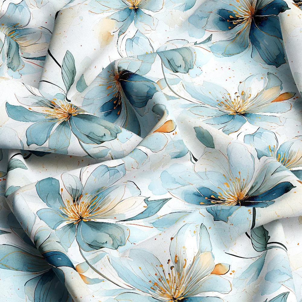 Dreamy Light Blue Liberty Floral – Custom Print Fabrics