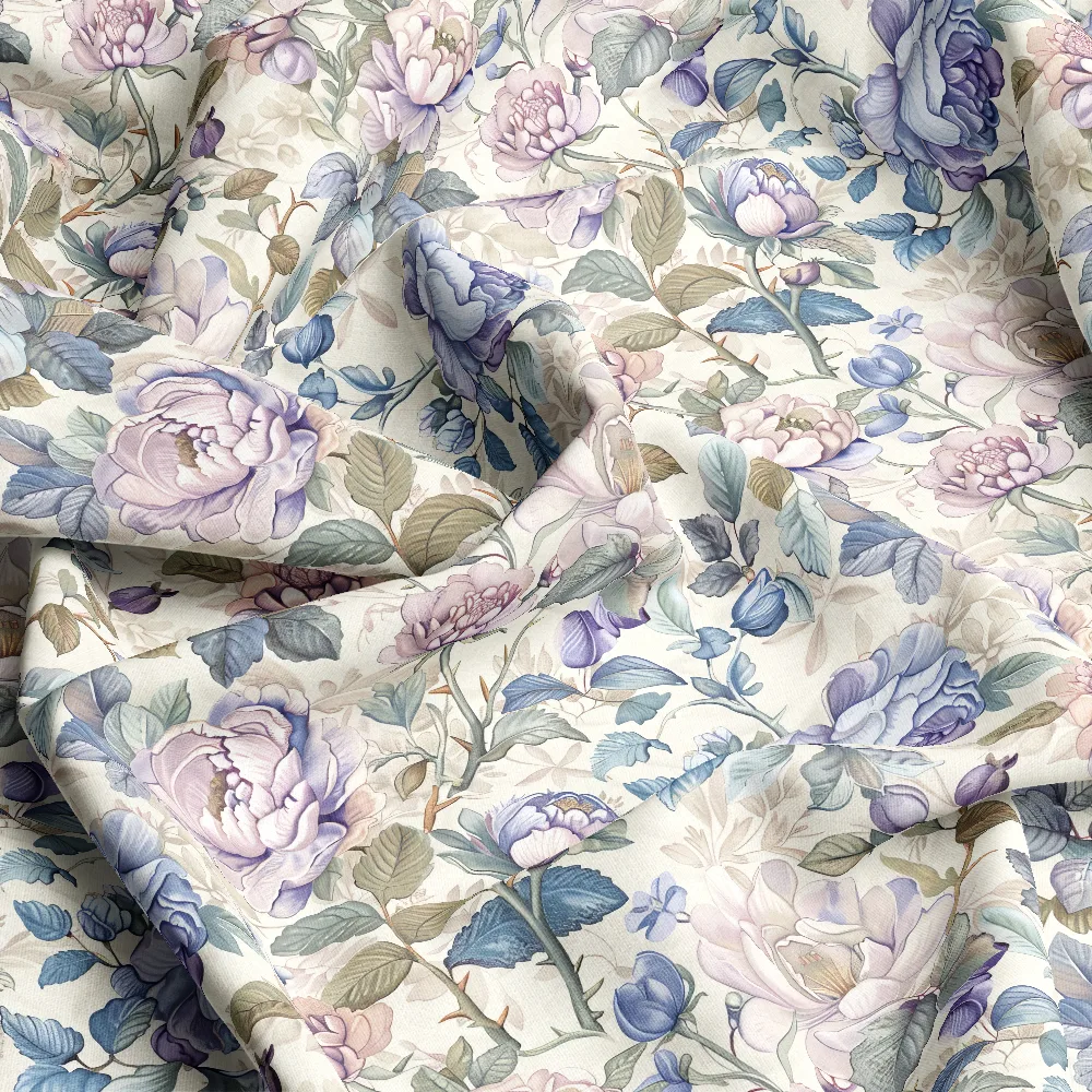 Noble Cool-Toned Floral Design – Custom Print Fabrics