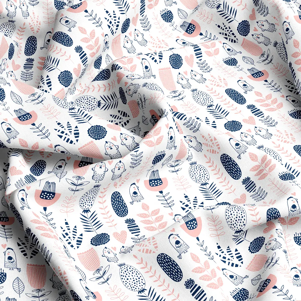 Vintage Chicks & Leaves Liberty – Custom Print Fabrics